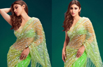 Mouni Roy exudes dazzling beauty in a sheer pastel green saree; see photos